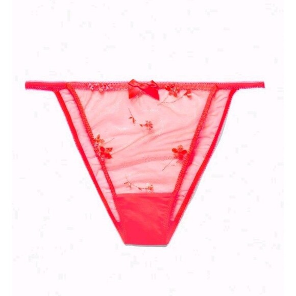 Savage x Fenty Foiled Sprigs Embroidered String Bikini Panties Pink Size 2X NWT - Picture 1 of 8